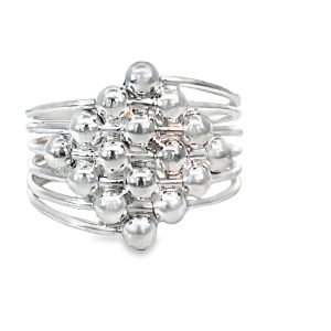 925 PLAIN X 16 BALLS ON 6 STRAND RING - 20MM <br/>M14166