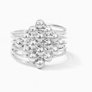 925 PLAIN X 16 BALLS ON 6 STRAND RING - 20MM <br/>M14166