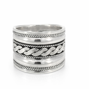 925 OXI BRAIDED+ROPE BALI BROAD RING - 16MM <br/>M14167