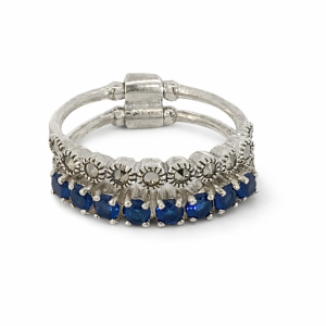 925 BLUE CZ+MARCASITE CIRCLES DBL ETERNITY 3+3MM <br/>M14170