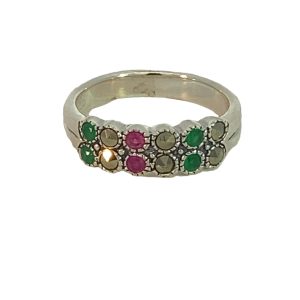 925 MULTI COL+MARG DBL MILLGR CIRCLES RING - 6MM <br/>M14171