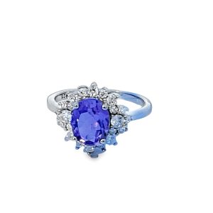 925 OVAL AMETHYST CZ PAVE HALO RING - 14MM <br/>M14173