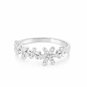 925 CZ PAVE+PLAIN GRADUAL FLOWERS RING - 6+5+4 <br/>M14176