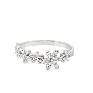 925 CZ PAVE+PLAIN GRADUAL FLOWERS RING - 6+5+4 <br/>M14176