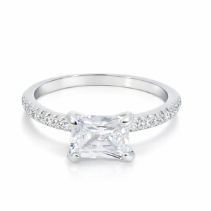 925 RECT CZ PAVE 4 CLAW SET DRESS RING - 7MM <br/>M14181