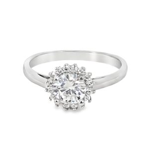 925 RND CZ PAVE HALO CLAW SET DRESS RING - 9MM  <br/>M14185