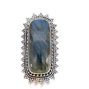 925 RECT LABRADORITE VINTAGE RING - 41MM <br/>M14187