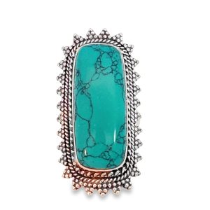 925 RECT TURQUOISE VINTAGE RING - 41MM <br/>M14189