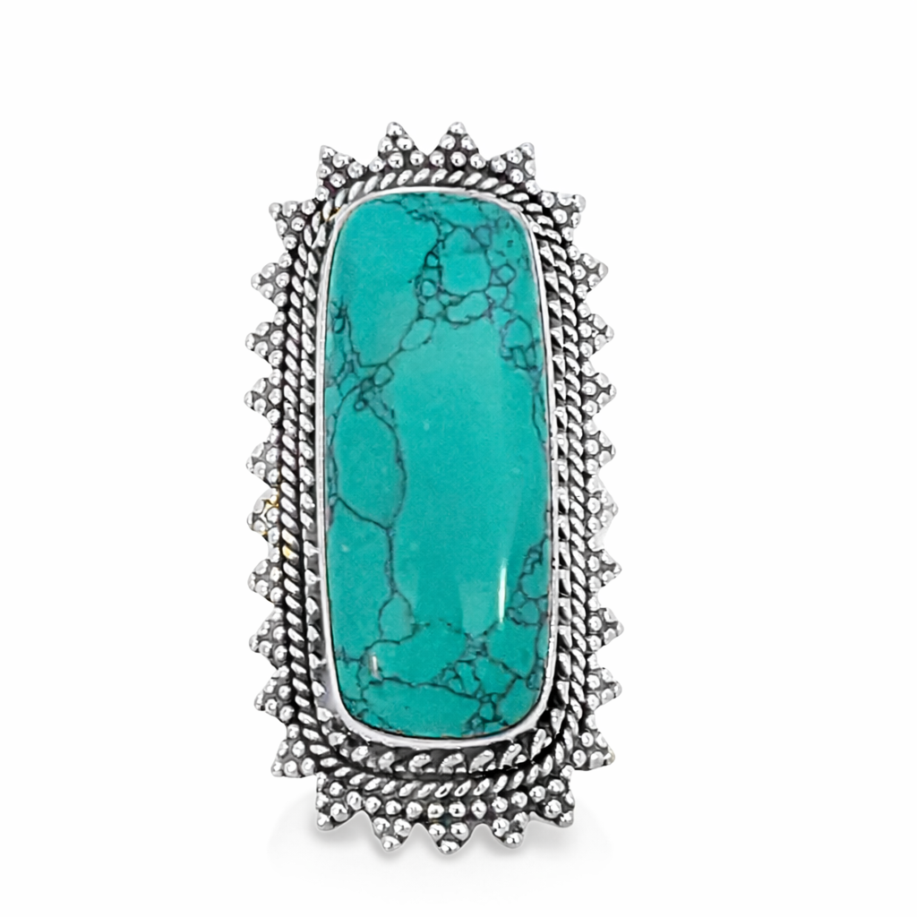 925 RECT TURQUOISE VINTAGE RING - 41MM <br/>M14189