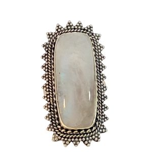 925 RECT MOONSTONE VINTAGE RING - 41MM <br/>M14190