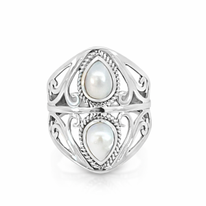 925 DBL FW PEARL FILIGREE VINTAGE RING - 24MM <br/>M14191