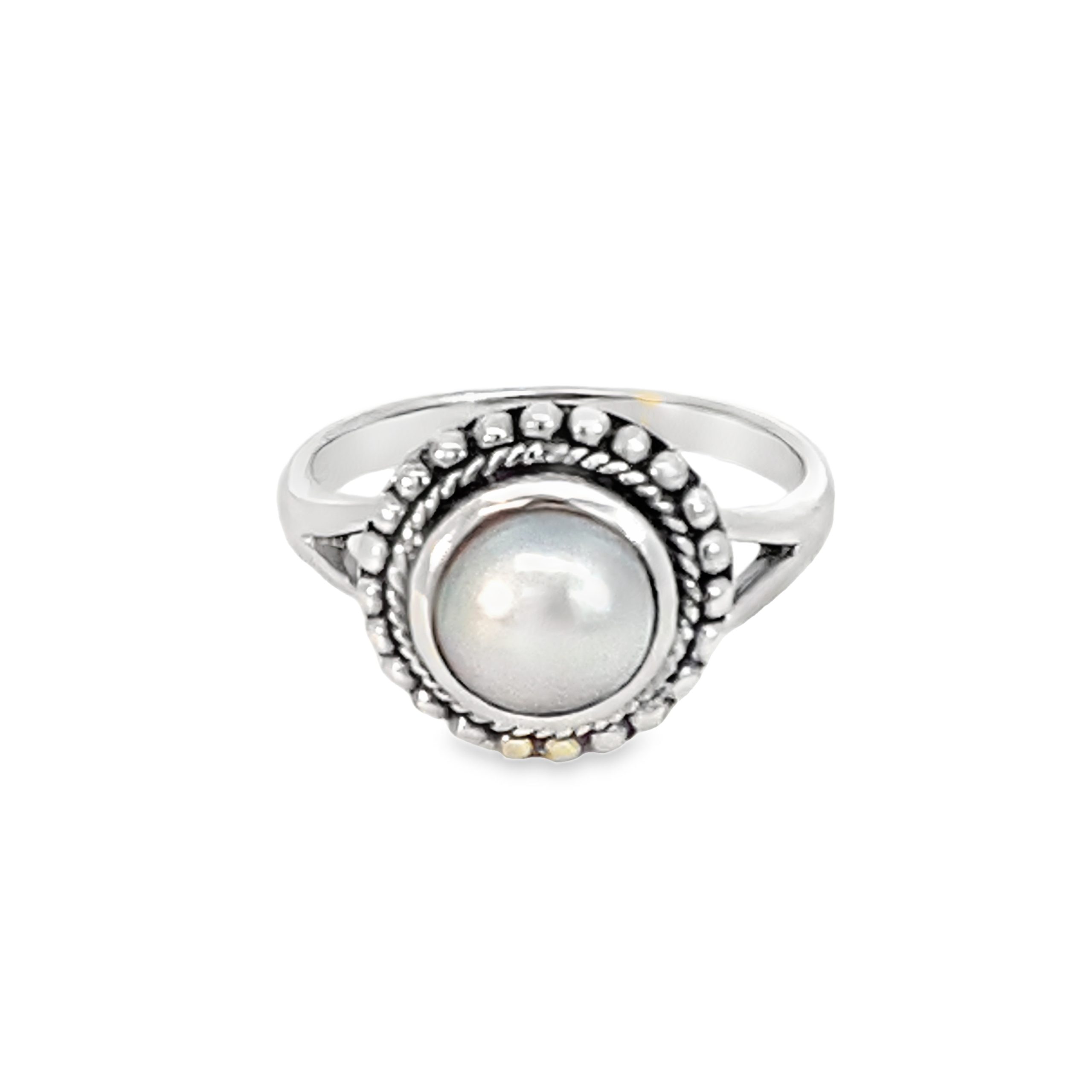 925 OXI FW PEARL ROPE EDGED RING - 12MM <br/>M14193