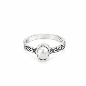 925 OXI OVAL FW PEARL EDGED VINTAGE RING - 8MM <br/>M14194