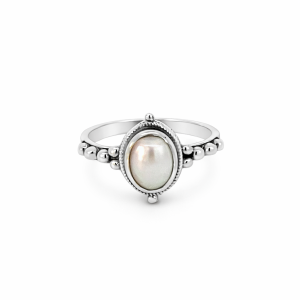 925 OXI OVAL FW PEARL BALLS ON SIDE RING - 13MM  <br/>M14196