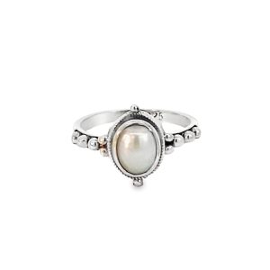 925 OXI OVAL FW PEARL BALLS ON SIDE RING - 13MM  <br/>M14196