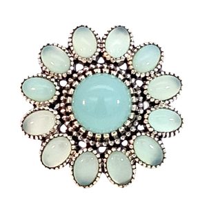 925 RND+OVAL CHALCEDONY MILLGR FLOWER RING 27MM <br/>M14197