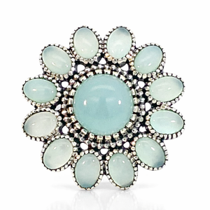 925 RND+OVAL CHALCEDONY MILLGR FLOWER RING 27MM <br/>M14197