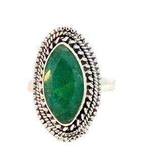 925 GREEN AGATE MARQ VINTAGE RING - 25MM <br/>M14202