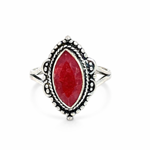 925 RED AGATE MARQ VINTAGE RING - 19MM <br/>M14204