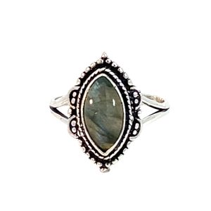 925 LABRADORITE MARQ VINTAGE RING - 19MM <br/>M14205