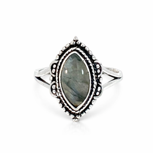 925 LABRADORITE MARQ VINTAGE RING - 19MM <br/>M14205