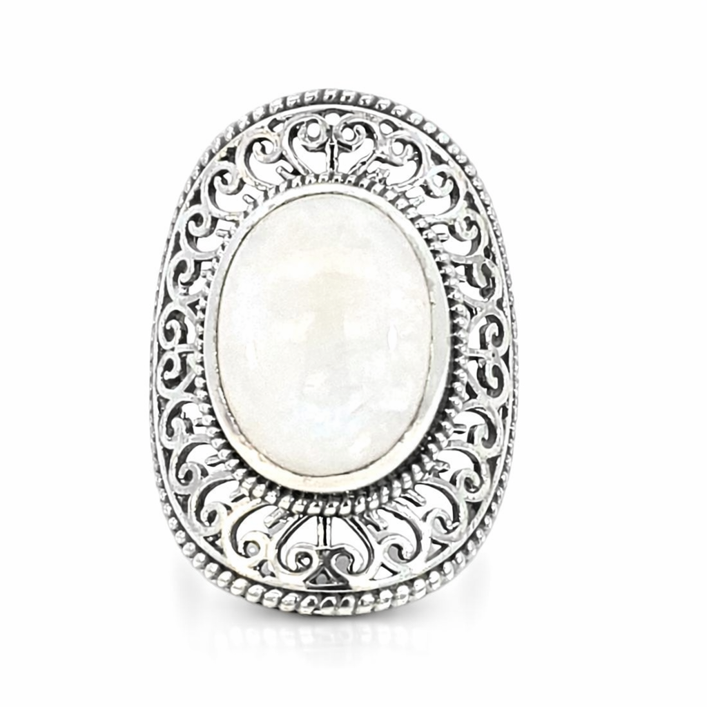 925 OVAL MOONSTONE VINTAGE RING - 31MM <br/>M14208