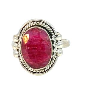 925 OVAL RED AGATE VINTAGE RING - 20MM <br/>M14209
