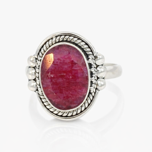 925 OVAL RED AGATE VINTAGE RING - 20MM <br/>M14209