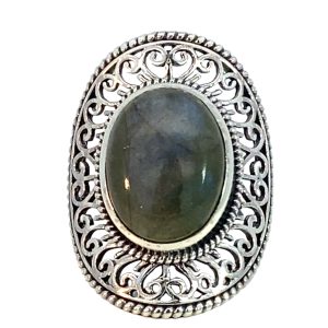 925 OVAL LABRADORITE VINTAGE RING - 31MM <br/>M14210