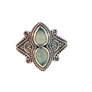 925 DBL TEARDROP CHALCEDONY VINTAGE RING - 18MM <br/>M14211