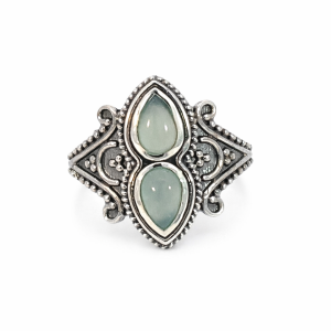 925 DBL TEARDROP CHALCEDONY VINTAGE RING - 18MM <br/>M14211
