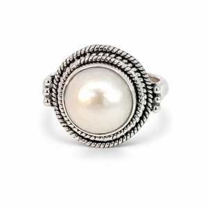 925 OXI FW PEARL ROPE EDGE VINTAGE RING - 16MM <br/>M14213