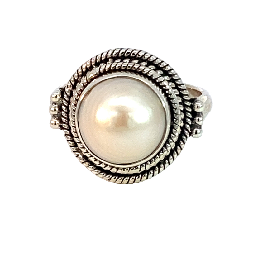 925 OXI FW PEARL ROPE EDGE VINTAGE RING - 16MM <br/>M14213
