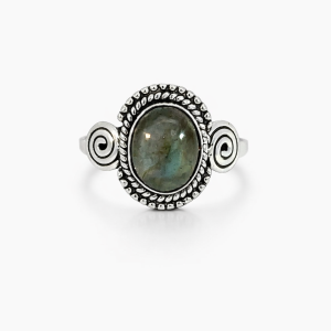 925 OXI OVAL LABRADORITE VINTAGE RING - 15MM <br/>M14214