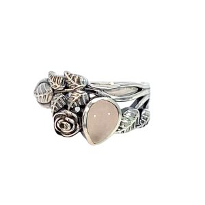 925 OXI TDROP ROSE QRTS FLOWER FILIGREE RING 13MM <br/>M14220