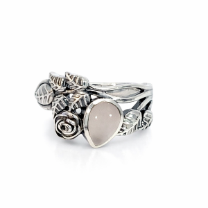 925 OXI TDROP ROSE QRTS FLOWER FILIGREE RING 13MM <br/>M14220