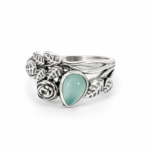 925 OXI TDROP CHALCEDONY FLOWER FIL RING - 13MM <br/>M14223