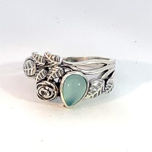 925 OXI TDROP CHALCEDONY FLOWER FIL RING - 13MM <br/>M14223