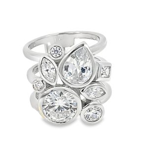 925 DIFF SHAPES CZ PAVE TUBE SET RING - 21MM <br/>M14224