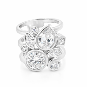 925 DIFF SHAPES CZ PAVE TUBE SET RING - 21MM <br/>M14224