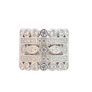 925 CZ PAVE TUBE+MILLGRAIN 5 BAND RING - 17MM <br/>M14228