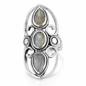 925 OV+TDROP LABRADORITE OPEN BOHO RING - 39MM <br/>M14230