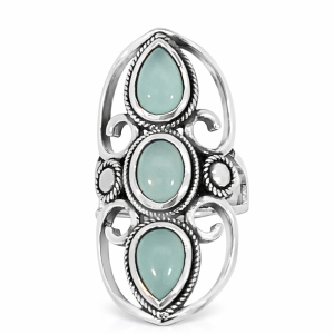 925 OV+TDROP CHALCEDONY OPEN BOHO RING - 39MM <br/>M14231