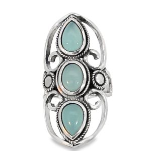 925 OV+TDROP CHALCEDONY OPEN BOHO RING - 39MM <br/>M14231