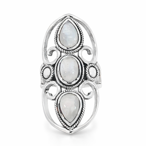 925 OV+TDROP MOONSTONE OPEN BOHO RING - 41MM  <br/>M14232