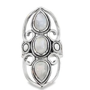 925 OV+TDROP MOONSTONE OPEN BOHO RING - 41MM  <br/>M14232