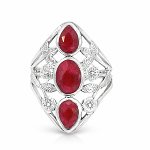 925 OV+TDROP RUBIES OPEN BOHO RING - 28MM <br/>M14233