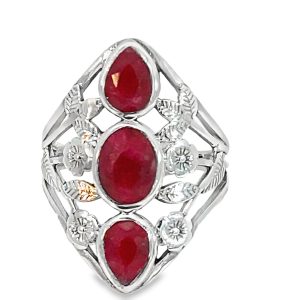 925 OV+TDROP RUBIES OPEN BOHO RING - 28MM <br/>M14233