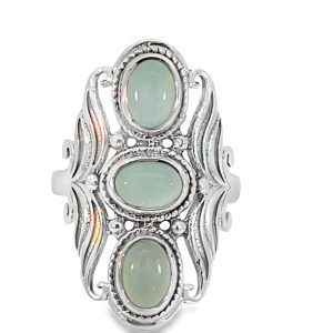 925 OXI TRIP OVAL CHALCHEDONY BOHO RING - 30MM  <br/>M14236