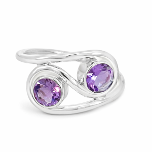 925 DBL RND AMETHYST OPEN INFINITY RING  - 11MM <br/>M14248